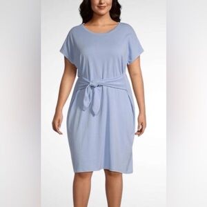 CORE Life Cotton & Modal Toe Front T-Shirt Dress, Light Blue, sz 2X